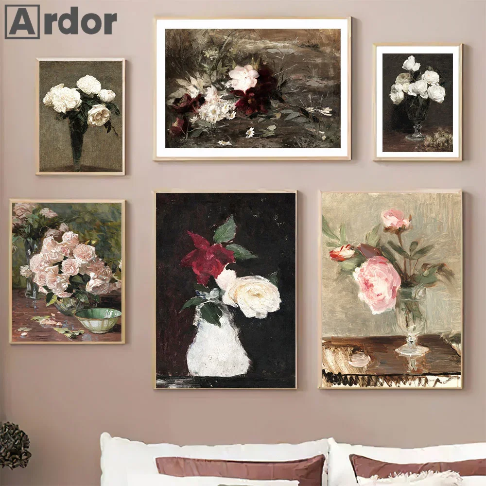 Vintage French Country Canvas Painting Road Wall Art Painting Prints Flowers Print Nordic Wall Pictures Living Room Home Decor