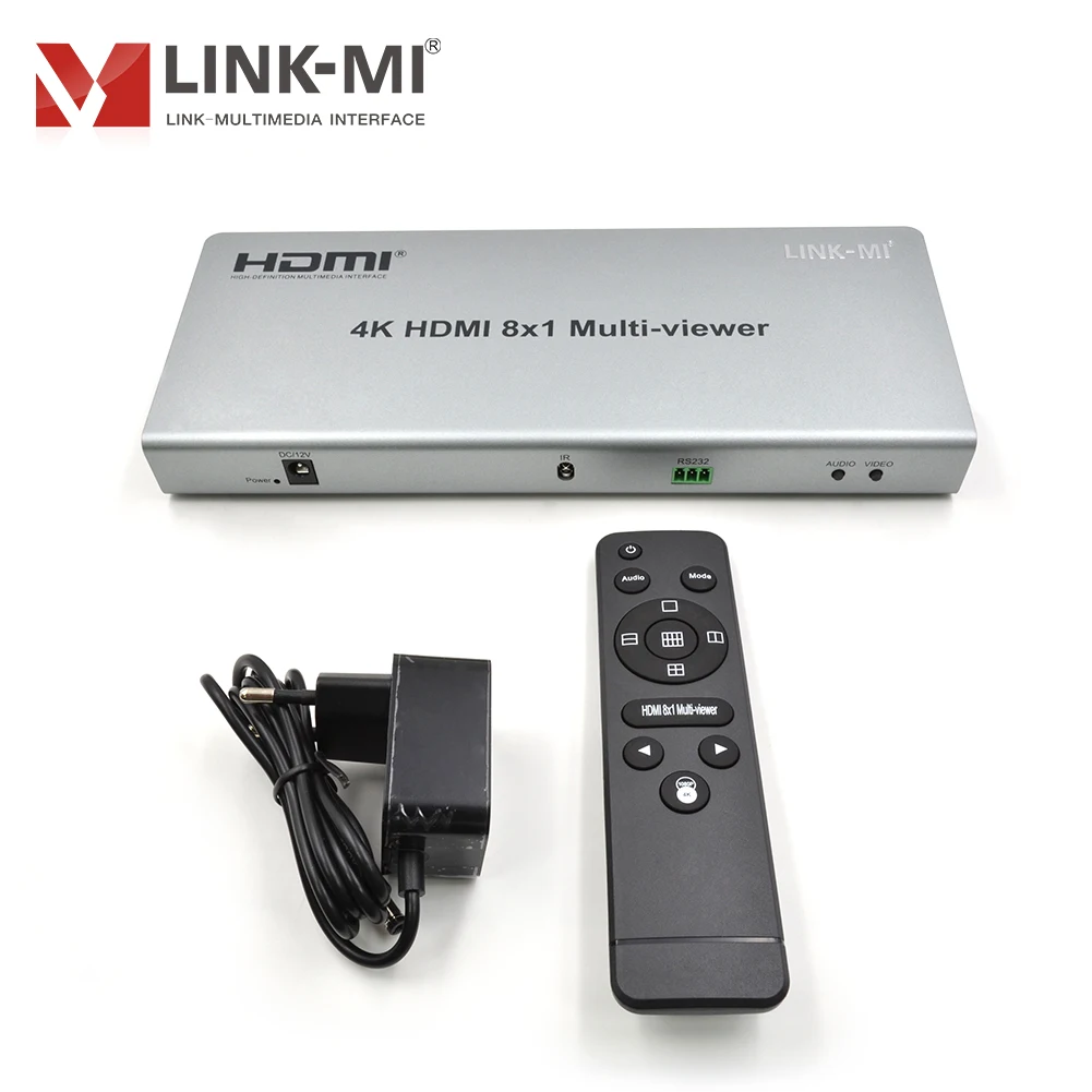 LINK-MI 4K30Hz 8x1 HDMI 멀티 뷰어 지원 원활한 스위칭, RS232 제어, 1080p, 오디오 및 비디오 Superposition 포함