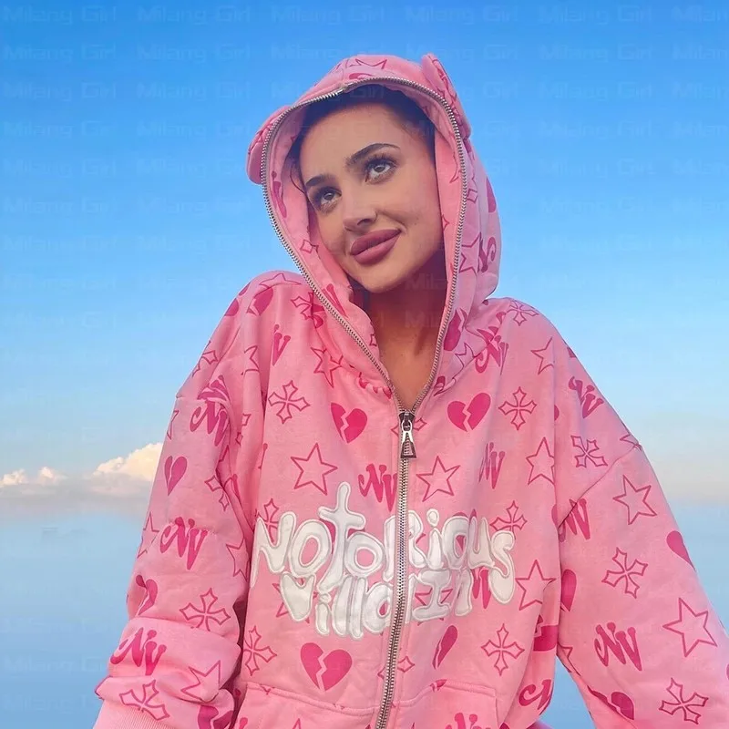 Graffiti Letter Print Hoodie Women Harajuku Oversized Zipper Hip-hop  Jackets Men Gothic Grunge Hooded Sweatshirt Y2k Clothes - Hoodies u0026  Sweatshirts - AliExpress
