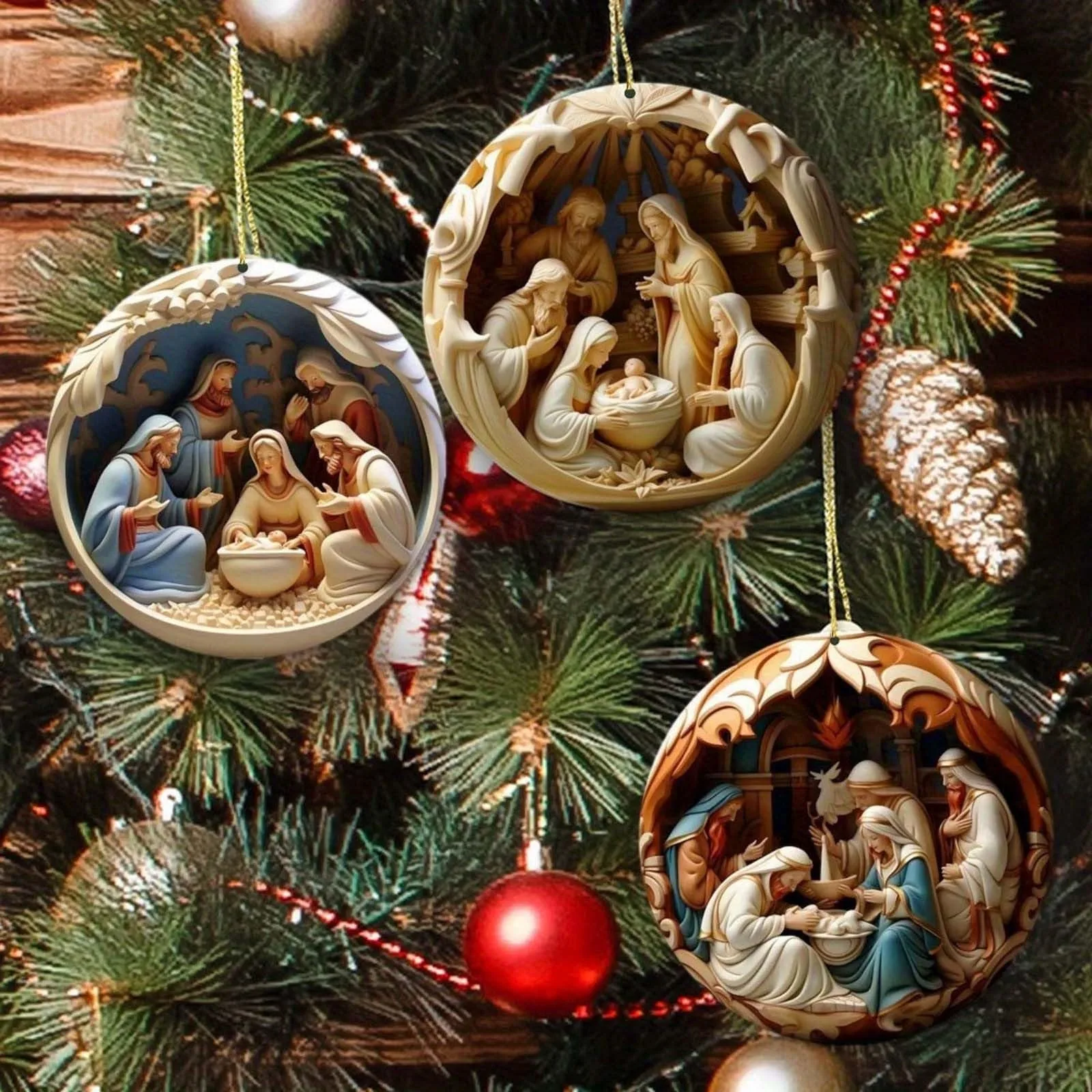 Christmas Advent Calendar Blind Box Nativity Scene Ornaments Hanging Ornament Nativity Scene Tree Ornaments