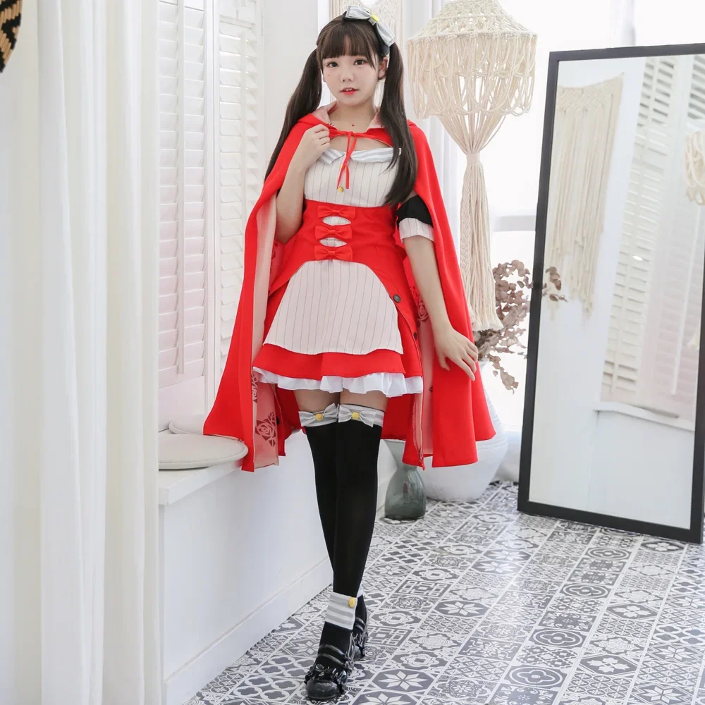 

Cosplay Costume Maid Dress Lovely Little Red Riding Hood Women Fancy Party for Halloween Christmas