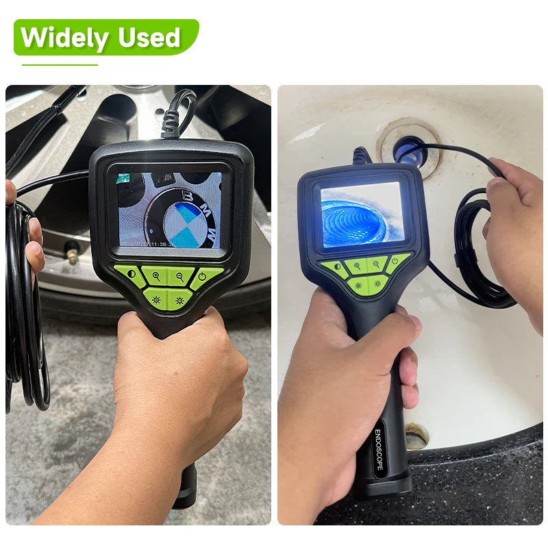Industrial Endoscope Camera 2.8'' IPS Screen 2-100 Meter 8mm Probe Waterproof Pipe Inspection Borescope 8 LEDs Removable Battery 3