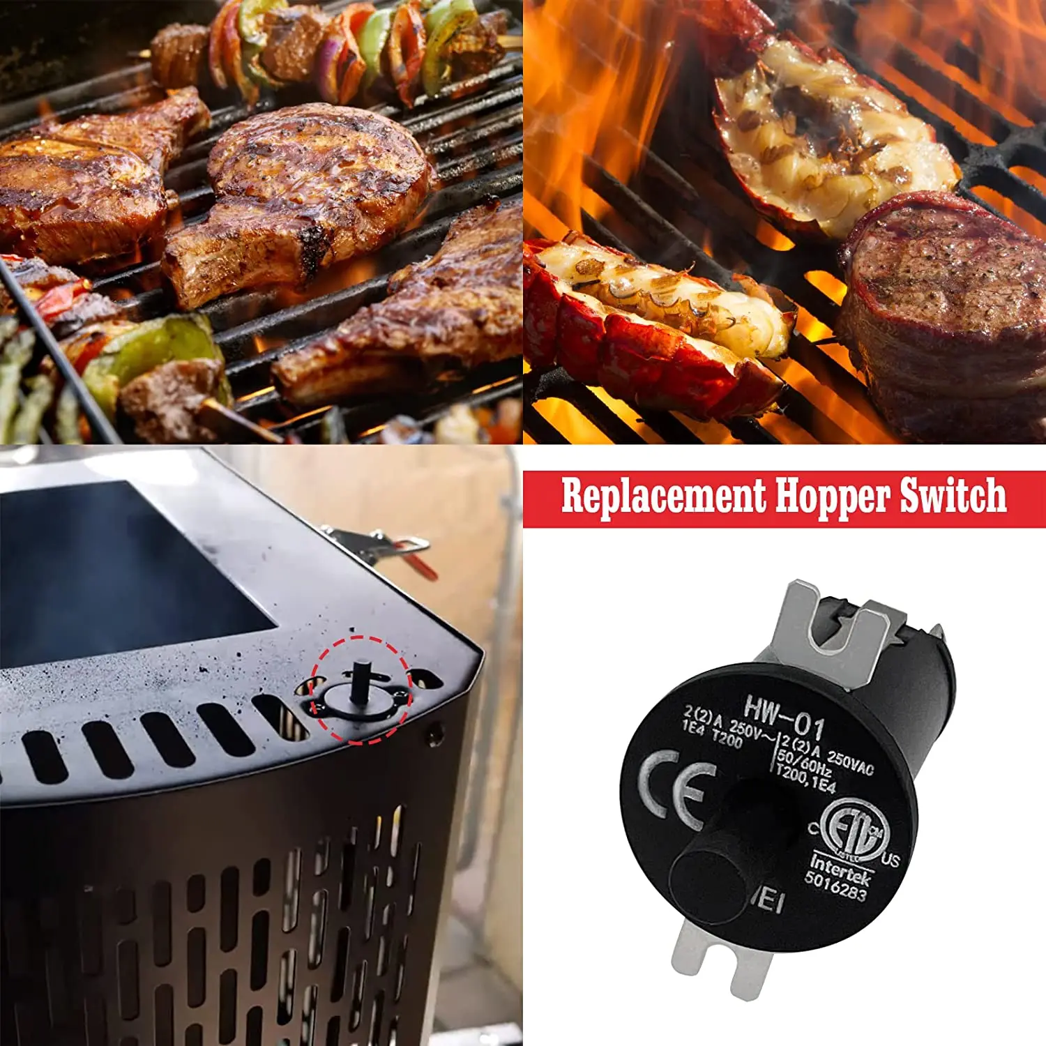 Hopper Lid/Door Switch Kit Compatible with Masterbuilt Gravity Series 560/800/1050 XL Digital Charcoal Grill+Smoker 