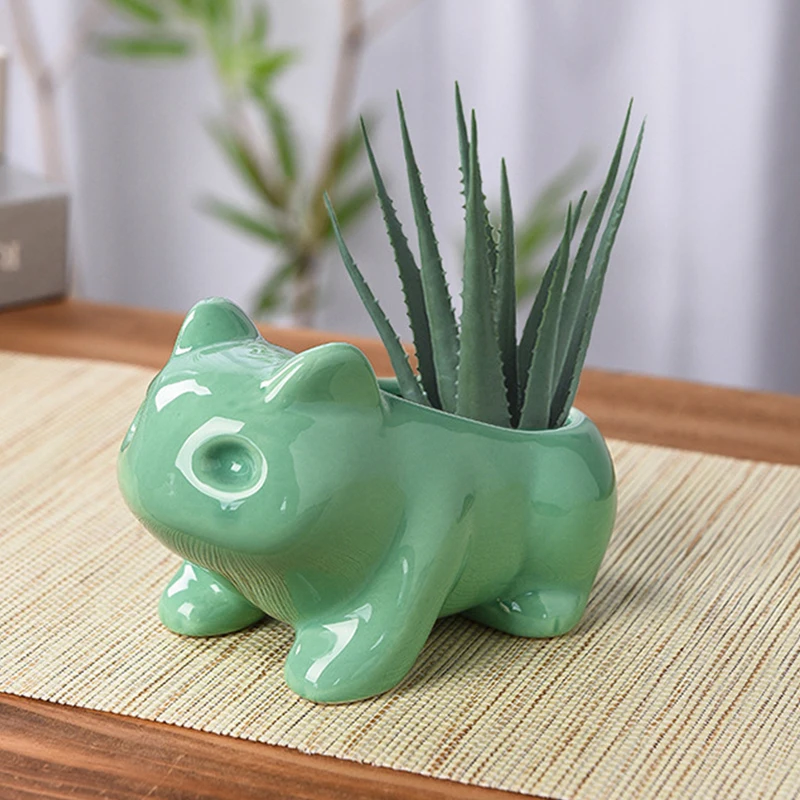 

Ceramic Mini Flowerpot Succulent Planter Cute Frog Shape Green Plants Flower Pot With Hole Desk Flowerpot Garden Balcony Decor