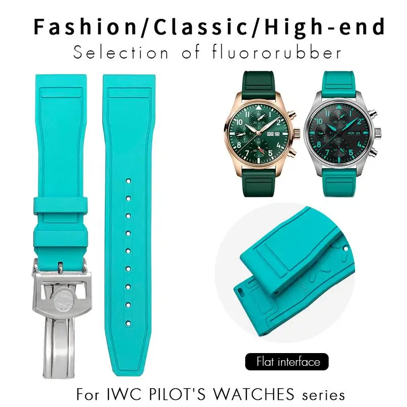 Pcavo Arancione Blu Fluorurubber Cinturino 20Mm 21Mm 22Mm Misura Per Iwc Pilot Portofino Top Gun Series Iw388114 Iw388108