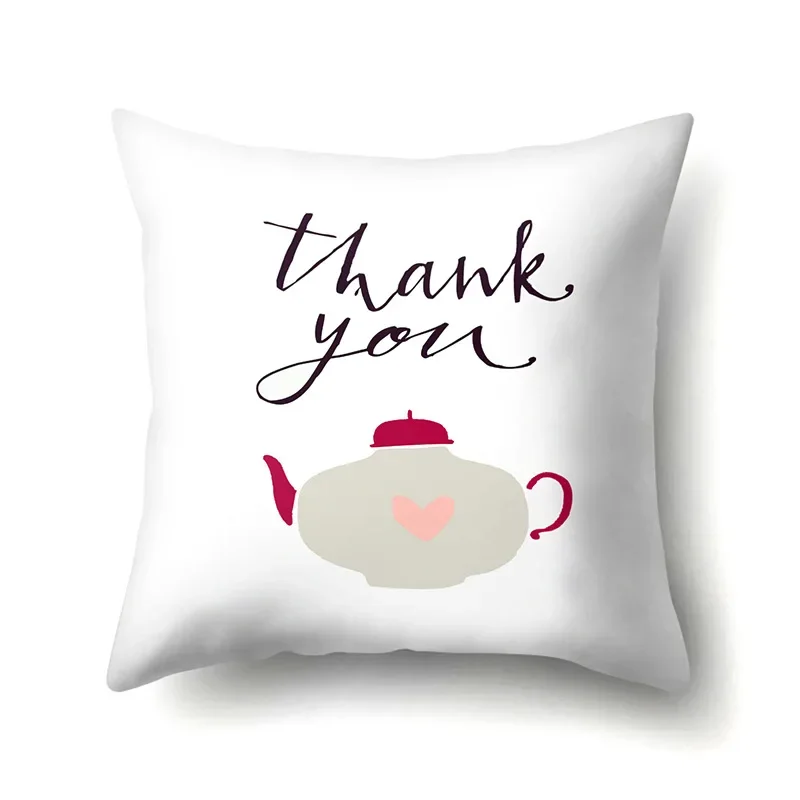Cartoon Cushion Cover Letter Pillow Case Polyester Pillow Cover Throw Pillows for Living Room Sofa Lumbar Pillow Square 45x45cm 2