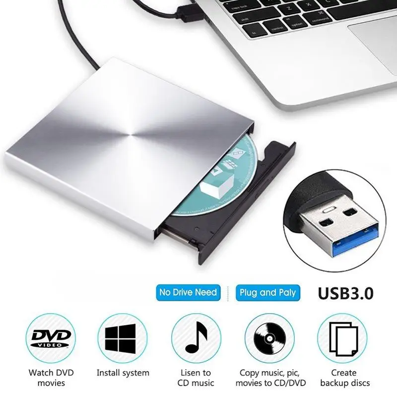 

External DVD Player VCD CD Mp3 Reader USB 3.0 Portable Ultra-Thin DVD Drive Rom for PC Laptop Desktop