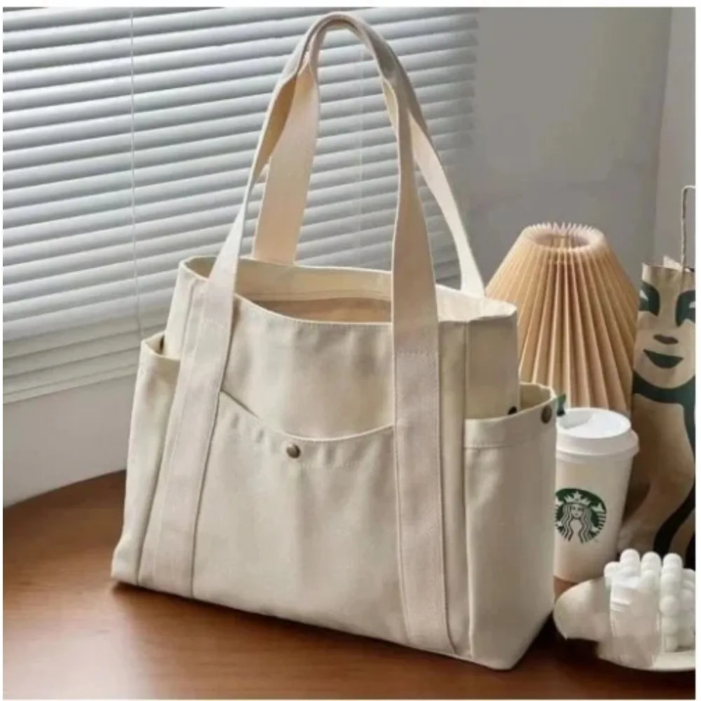 2025 Now Large Capacity Canvas Tote Bags for Work Commuting Carrying Bag College Style Student Outfit Book Shoulder Bag
