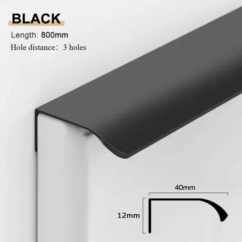 Gold Black Hidden Handles Long Kitchen Cabinet Pulls Drawer Knobs Aluminum Alloy Furniture Handles Cupboard Pulls Wardrobe Pulls - Image 15