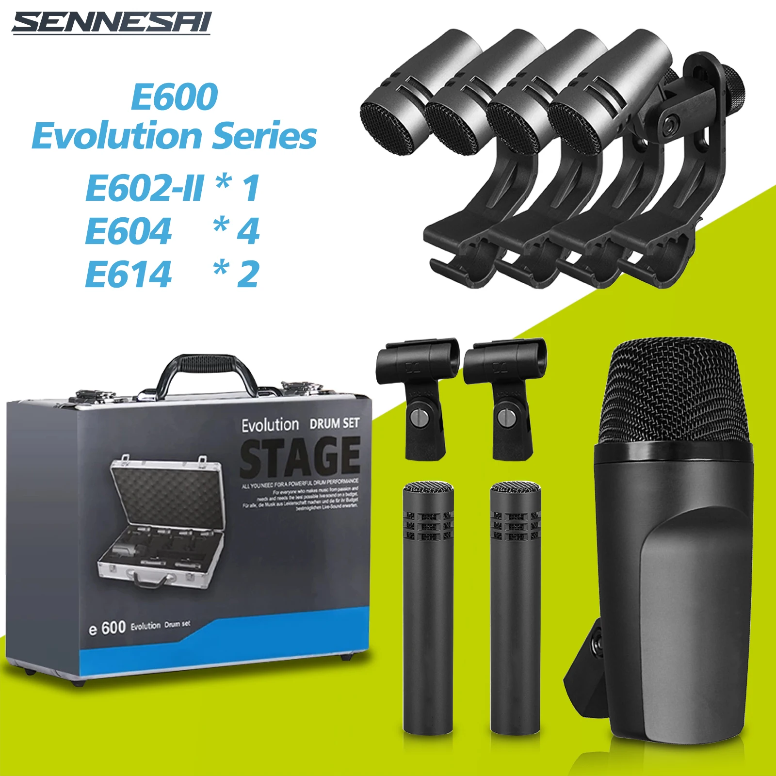 SENNESAIE6007PieceE614E604WiredDynamicDrumMicrophoneWhole