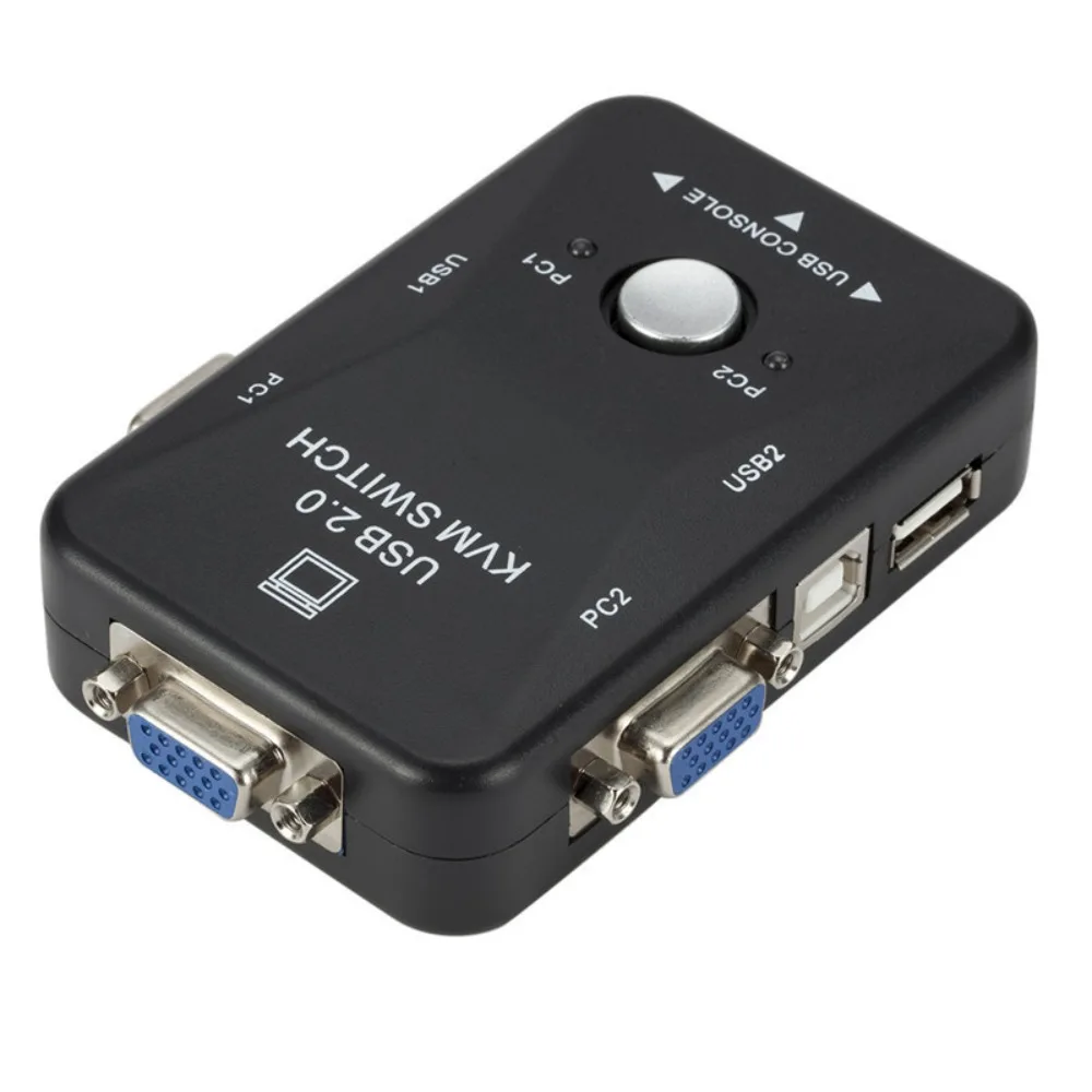 2 in 1 Out 2 Port VGA KVM Switch Switcher KVM USB 2.0 Switch Splitter Simple Operation Convenient USB 2.0 Switcher