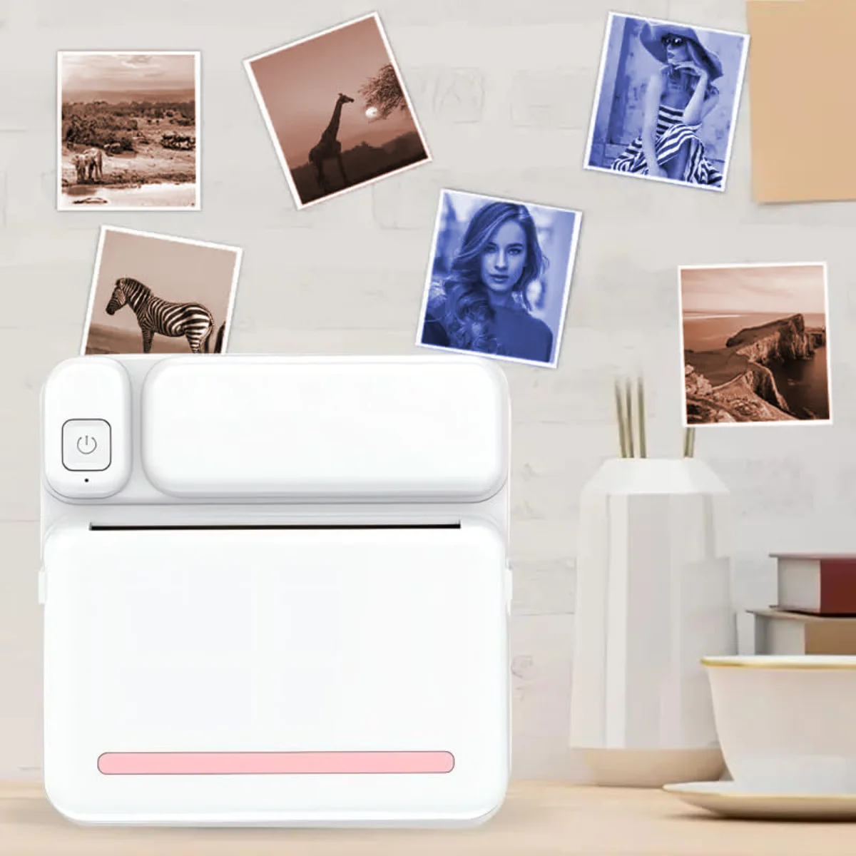 [Portable Thermal Printer] Portable Mini Wireless Thermal Printer, Color Photo Print Inkless Gift for Labels,57*25mm