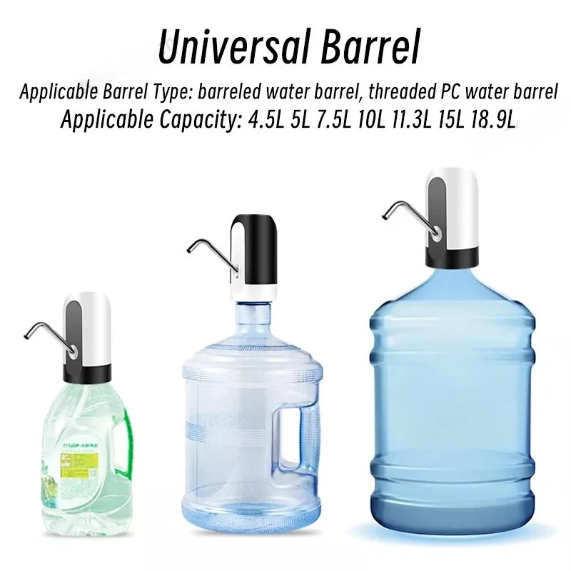 เครื่องปั๊มน้ําดื่มอัตโนมัติแบบพกพาพร้อมสวิตช์และชาร์จ USB ตู้น้ําไฟฟ้าขนาดเล็กสําหรับขวด Universal 5 แกลลอน 1