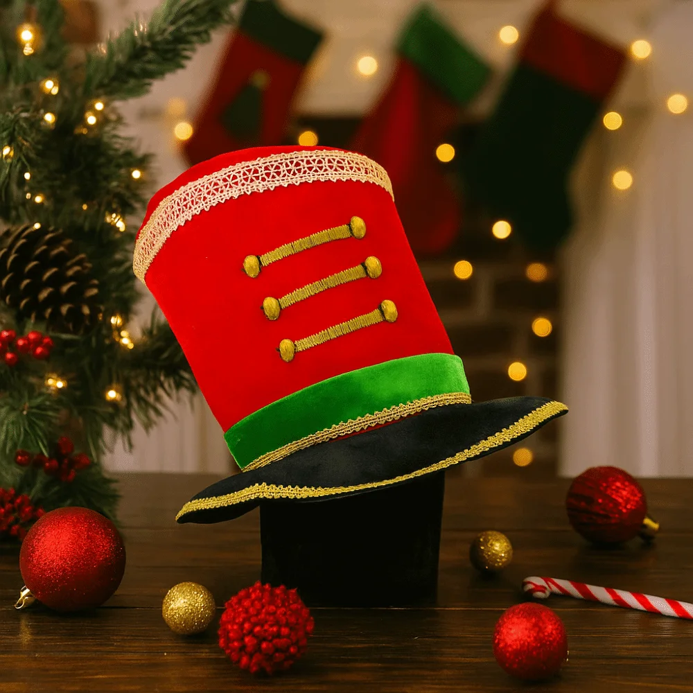 Plastic Christmas Welcome Hat Checkered Cosplay Glitter Sequin Christmas Hat Comfortable Breathable Christmas Party Cap