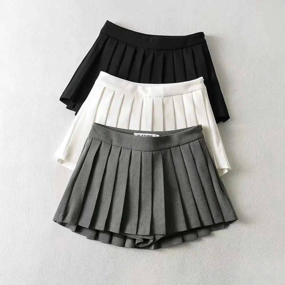 

2023 New Arrivals Summer Sexy Mini Dress Vintage High Waist JK Korean Black Pleated Tennis Short White Women Skirts