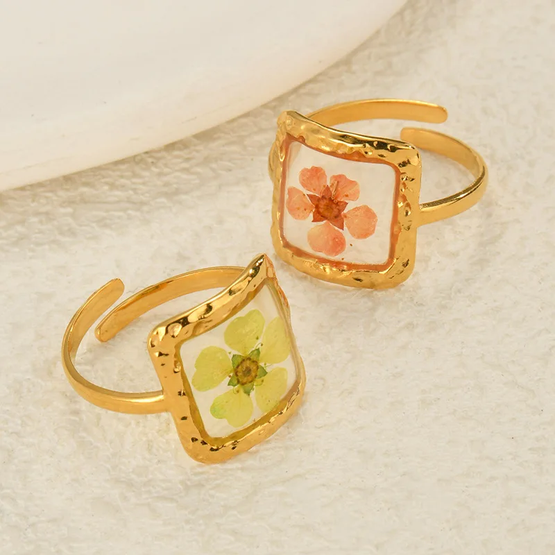 Freeteeme Trendy New Eternal Flower Ring For Women Stainless Steel Simple Open Size Rings Party Charm Jewelry Birthday Gift 2
