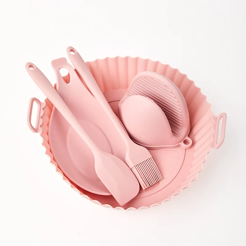 Silicone Basket Pot Tray Airfryer Liner For Air Fryer Reusable Container Accessories Pan Baking Mold Canister Shape Protector