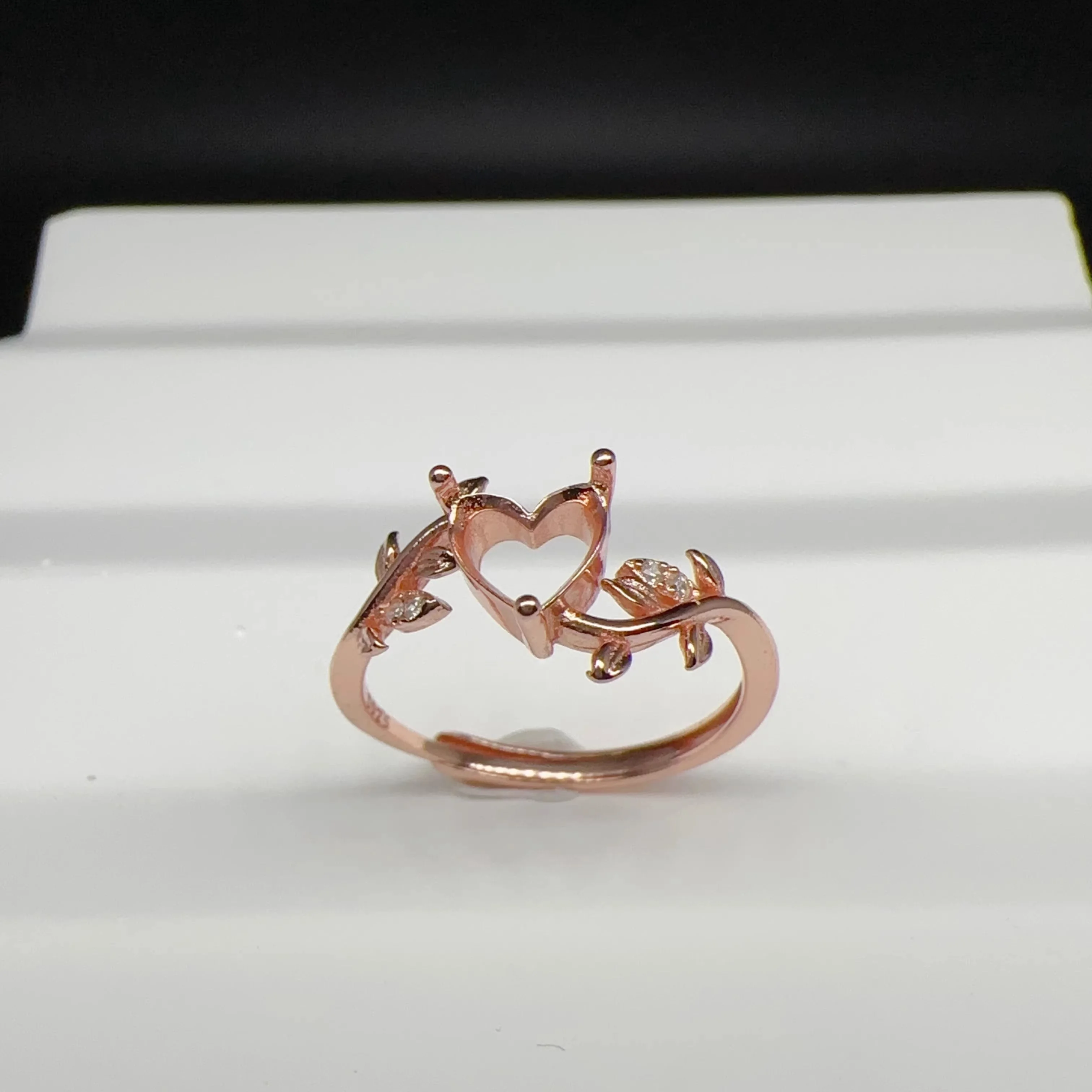MeiBaPJ Inlay Heart-shaped 6mm Gemstone Fashion Ring Setting DIY Empty Holders for Women S925 Sterling Silver Fine Charm Jewelry 3