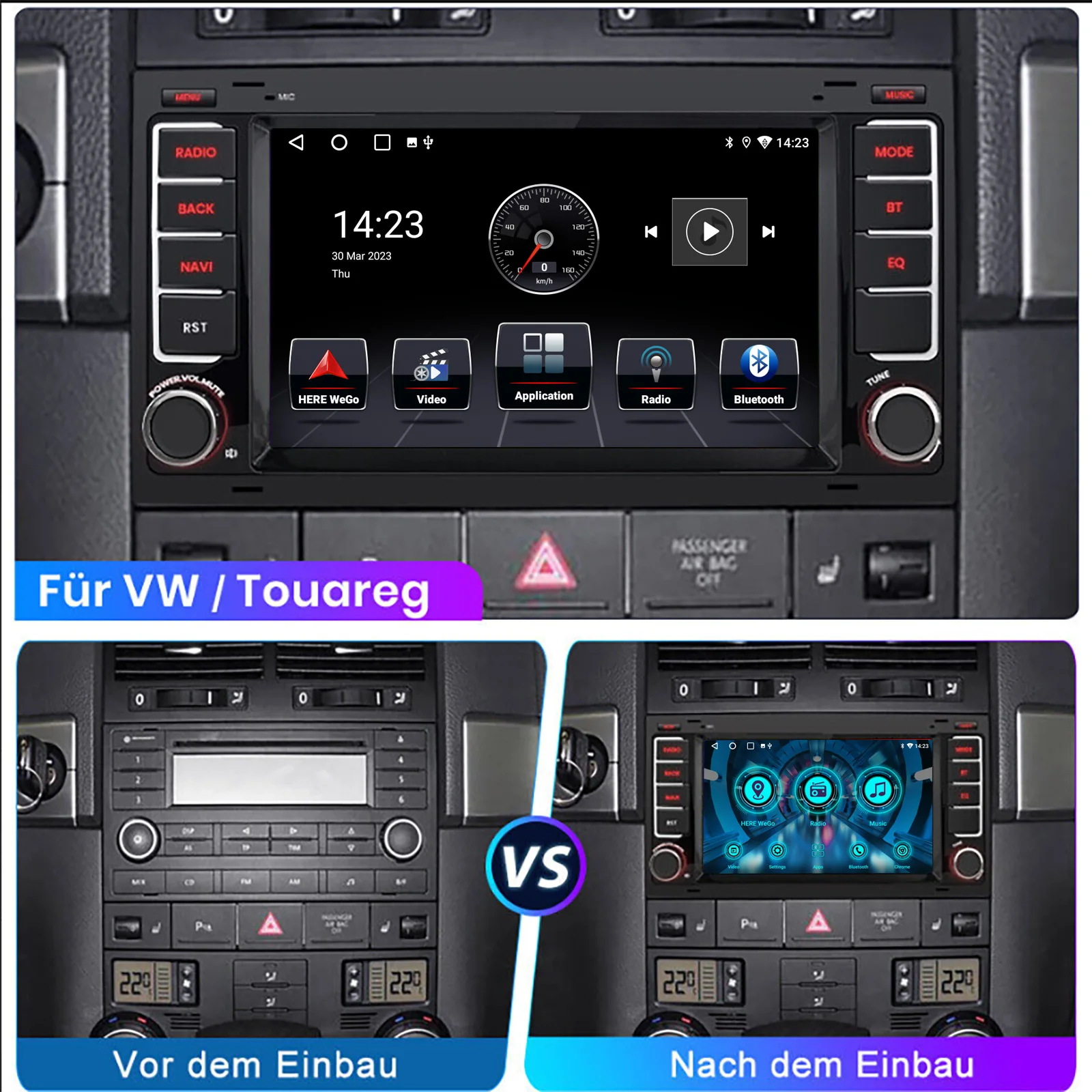 Für VW Touareg Transporter T5 Multivan 2003-2015 7" HD Touchscreen Autoradio Multimedia Video Player CarPlay Android 13 64G GPS Navigation WIFI FM RDS – Detail 4