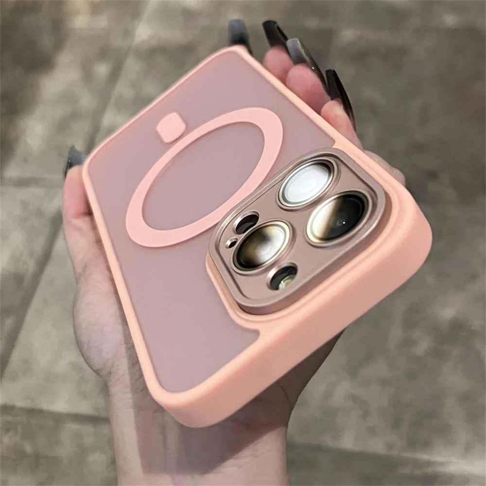 Matte Magnetic Phone Case with Wireless Charge and Camera Protector Bumper Cover