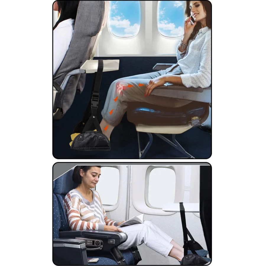 Airplane Footrest Hammock Flight Car Travel Seat Foot Rest Pad Adjustable Train Portable Sleeping Pillows Accessories 3
