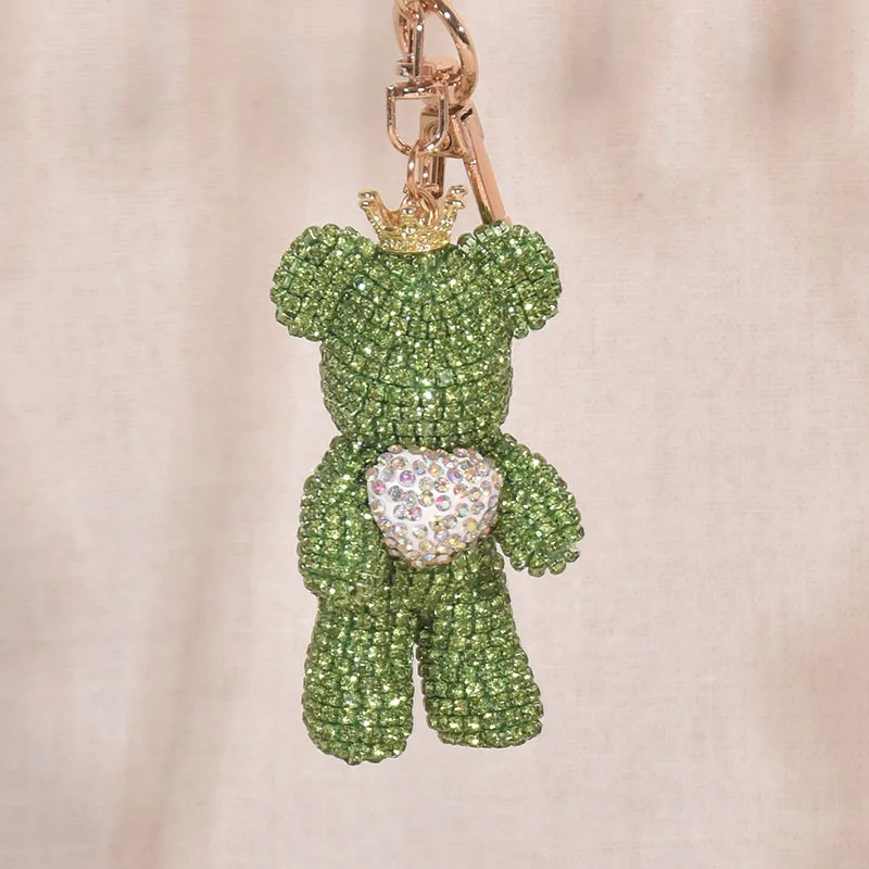 Diamond Heart Violent Bear Keychain Pendant Bag Pendant Sparkling Diamond Cartoon Doll Birthday Gift Keychain 4