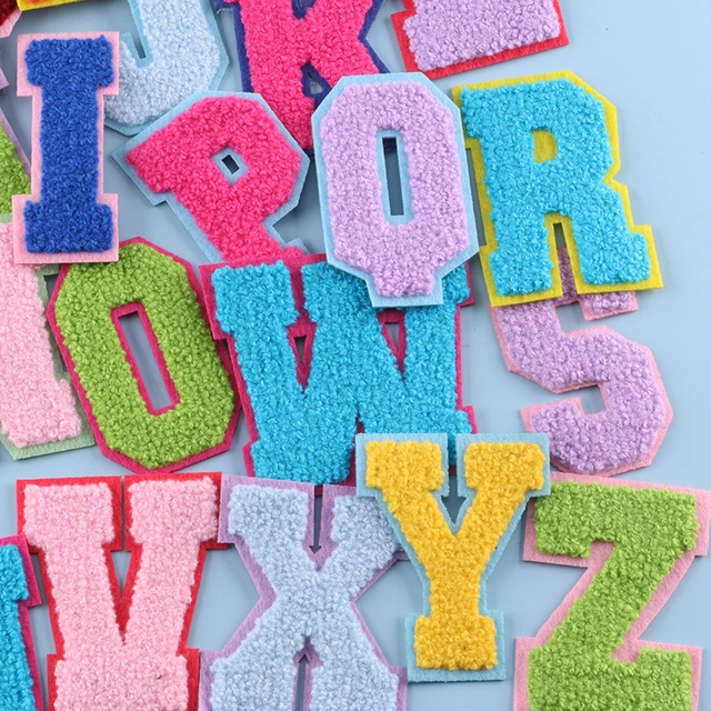 Self-Adhesive Letters Patches for Clothing, Chenille Letter Patches for  Clothes, AZ Alphabet Applique, Varsity Patch Letters, 2.16'' Tall Adhesive