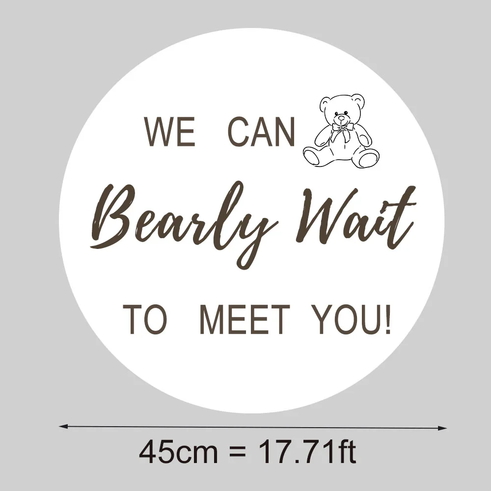 45x45cm We can Bearly Wait Sign Mosaic KT Board Brown Bear Round Welcome Baby Sign Board for Baby Shower Gender Reveal Decorati