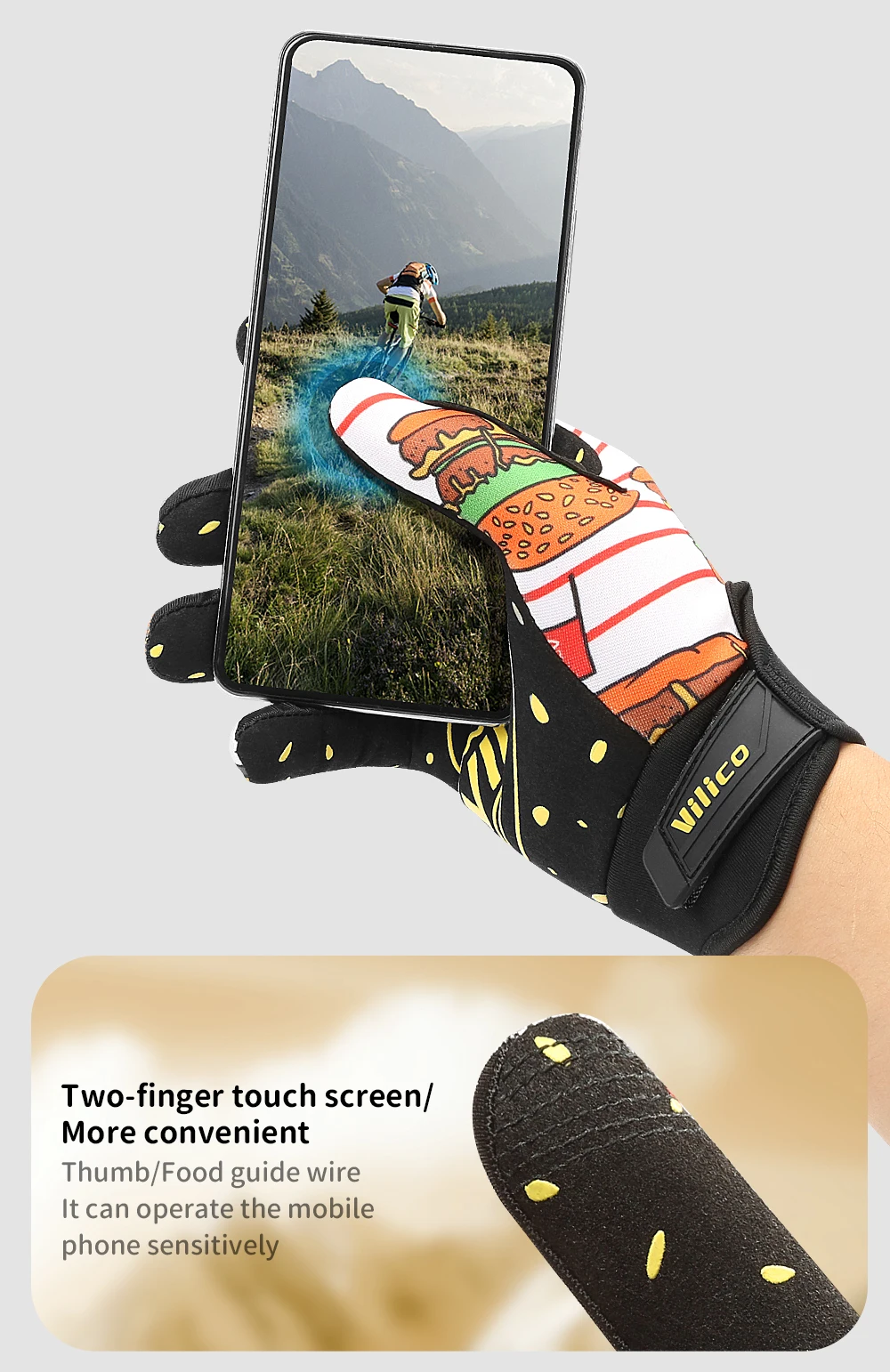 1 pair of parent-child fun graffiti burger sports cycling gloves, non slip, shock-absorbing, wear-resistant, breathable cycling