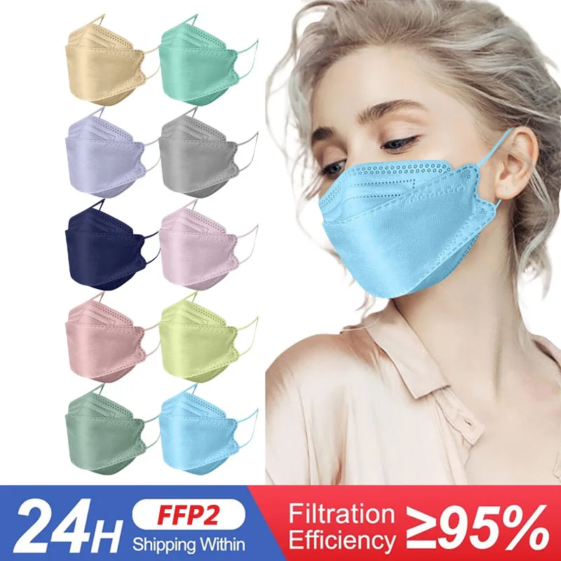 

50 PCS Fish Mouth Mask fpp2 Type Adult mascarillas adultos Outdoor Prevention Mask 4-layer Face Masks KN95 security protection