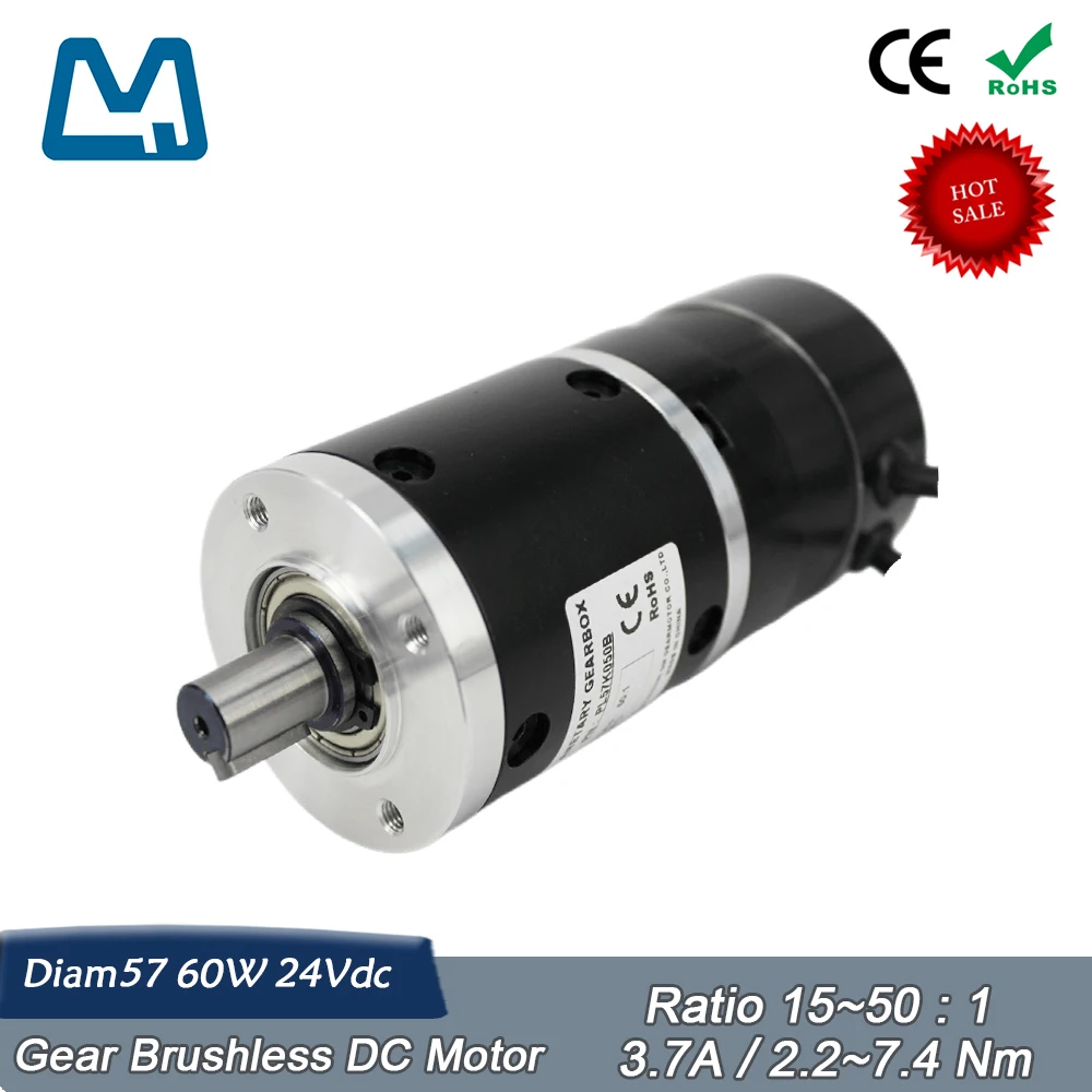 Riduttore Epicicloidale Rapporto Di Trasmissione In Metallo 50:1 Diam57 60W 24V 4000Rpm Bldc Gear Brushless Dc Motor