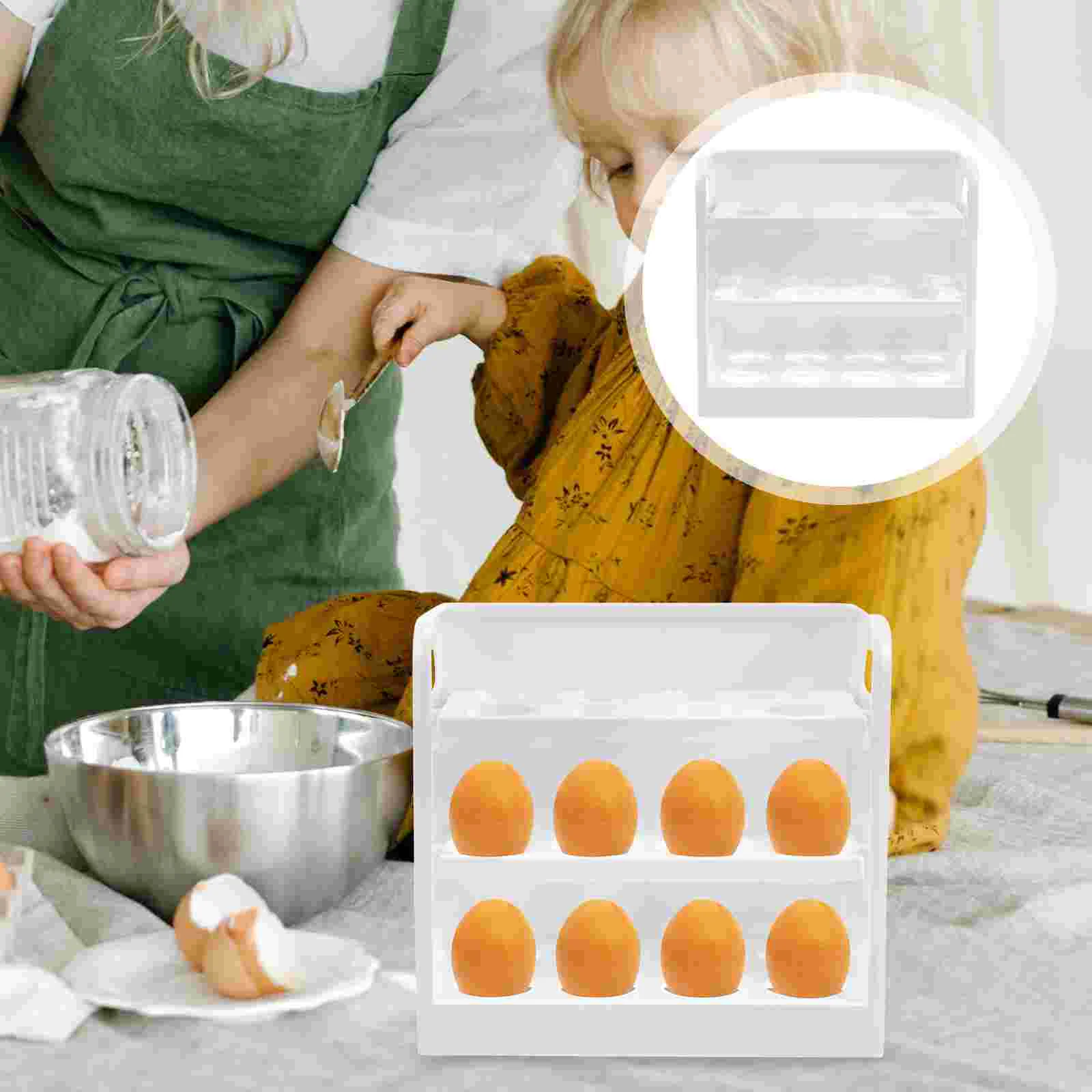 

Fridge Side Door Egg Rack Refrigerator Egg Storage Holder 3 Layers Egg Organizer Stand