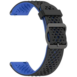 Silicone Watchband - Universal 20mm/22mm Bracelet Strap in Black for Moto Watch 360 (Black blue)