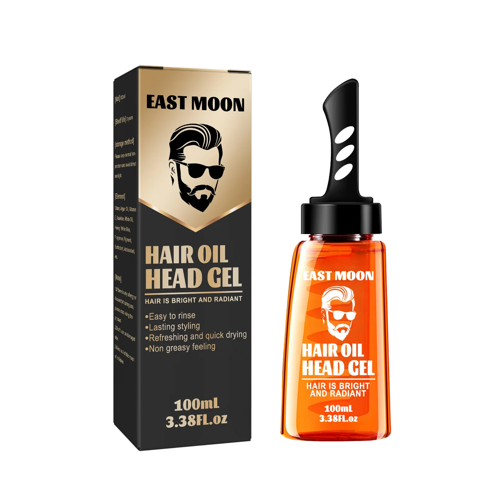 2 in 1 Hair Wax Gel With Wide Tooth Comb Men Long-lasting Fluffy Hair Styling Oil Hair Styling Cream Liquid Fluffy Comb 100ml 2