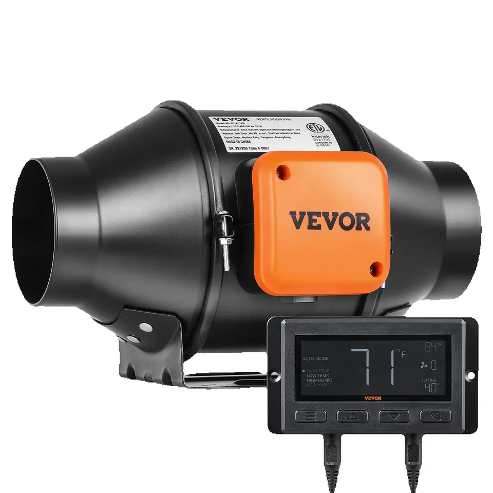 Inline Duct Fan with Humidity Temperature Control