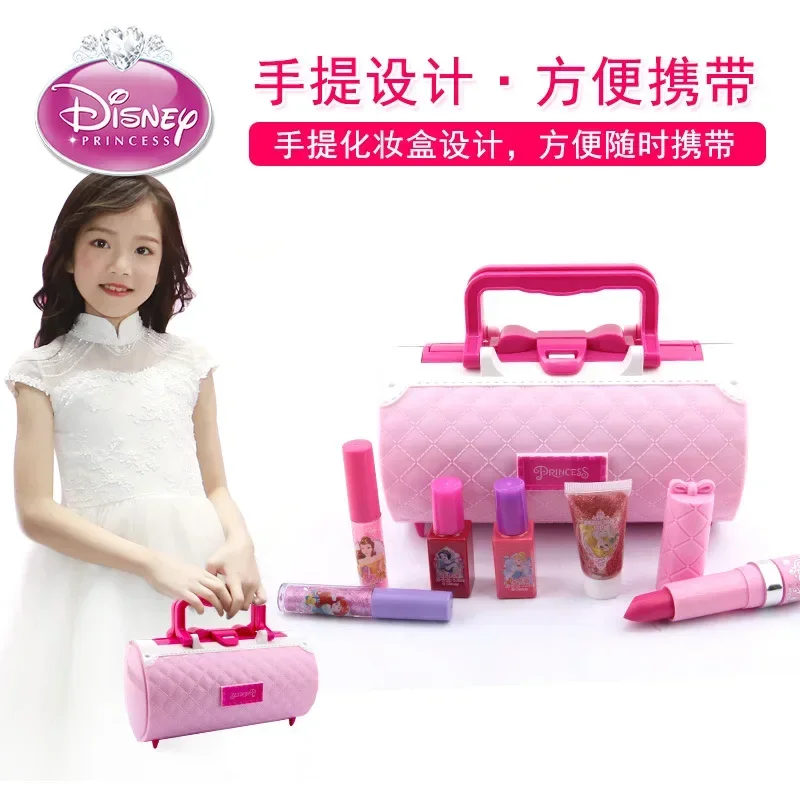 Disney girls Princess frozen Makeup Box Cosmetic Toys handbag snow White Watersoluble Makeup gift toys