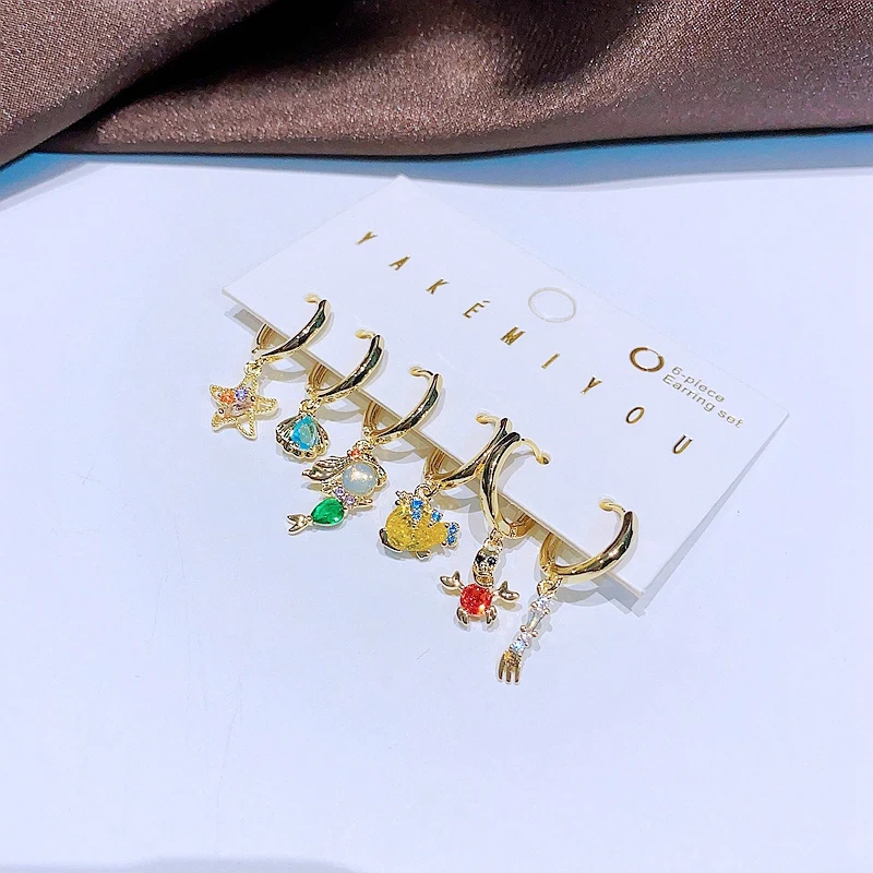 MIGGA Dangle Earrings Set Multicolor Cubic Zircon Fairy Tale Design Women Girls Party Gift Jewelry