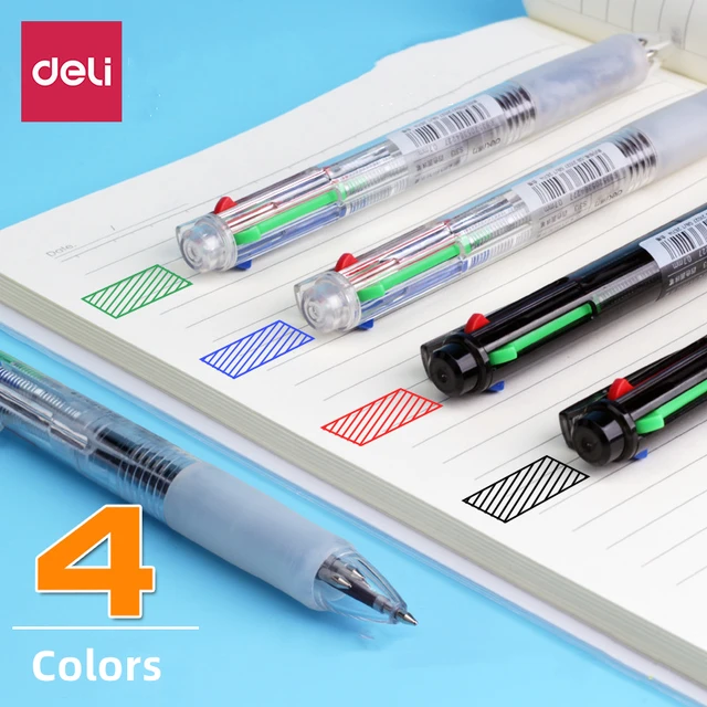 Stylos à bille multicolores mignons 4 en 1, stylos à bille à encre noire,  bleue, verte et rouge pour l'écriture, fournitures scolaires et de bureau,  papeterie