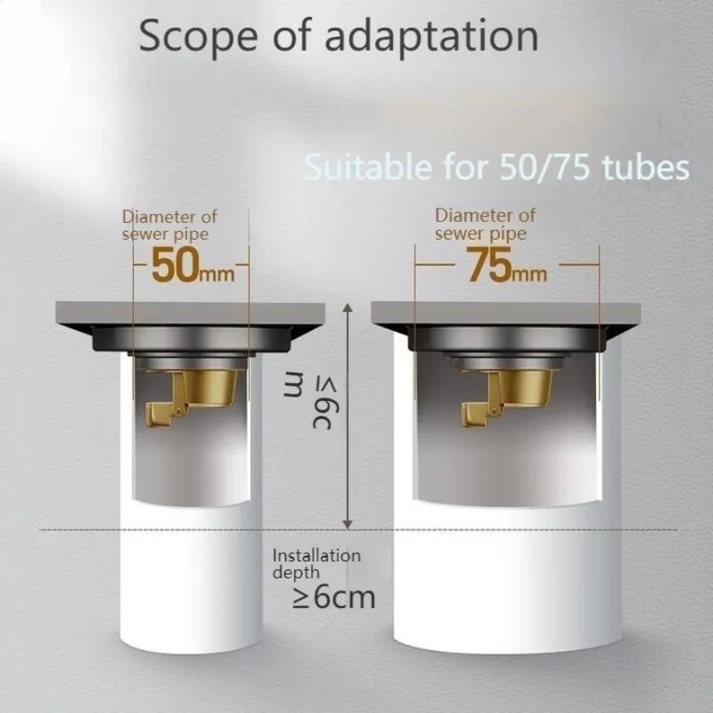 10x10cmBrass Odor Proof Square Floor Drain Bathroom Toilet Large Displacement Floor Drain Bathroom Hardware Accessories for Home