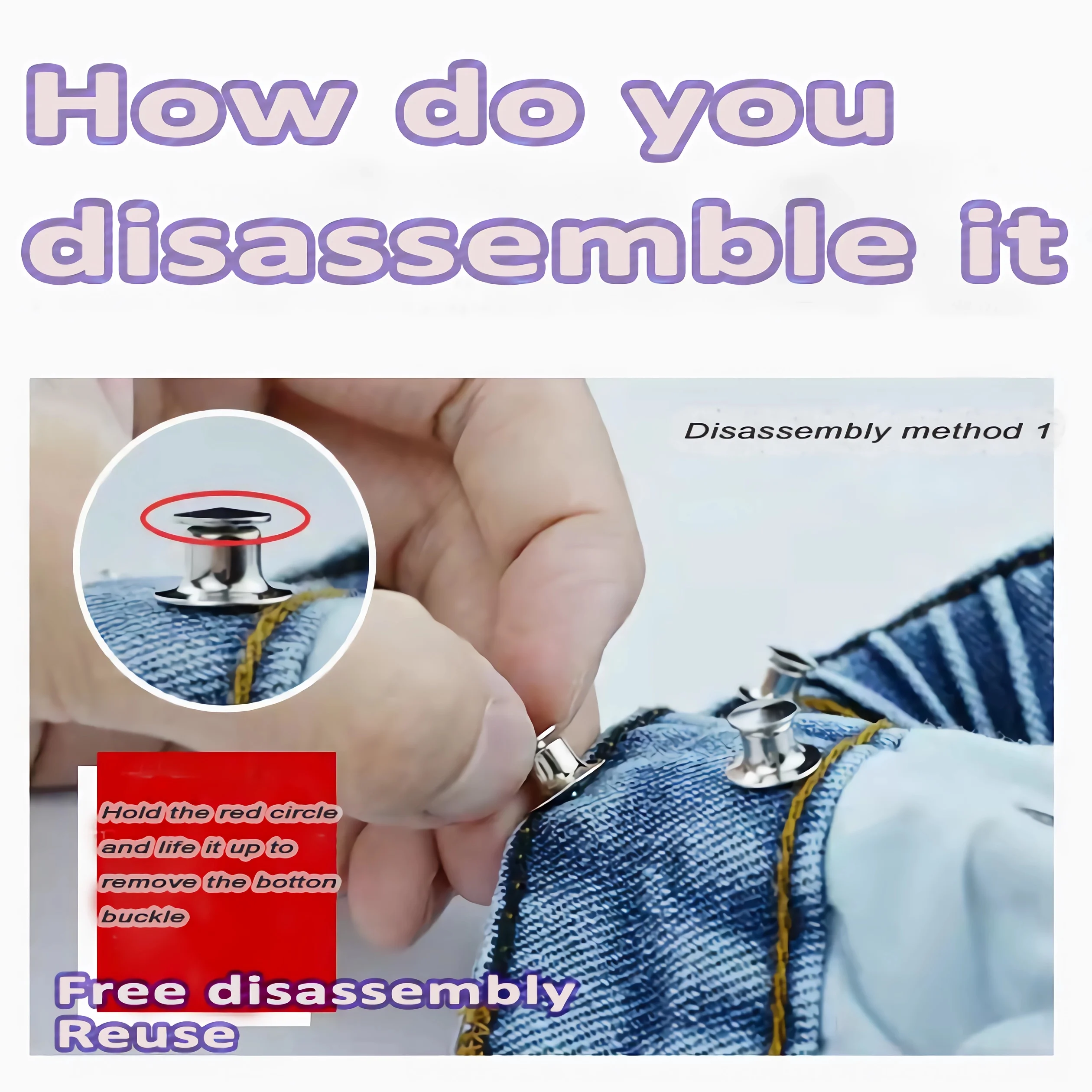 1/4Set Nail-free Metal Jeans Button Snaps Detachable Pants Clips Buttons Pins DIY Waist Tightener Clothing Buckles Sewing Tools 5