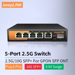 KeepLink 2.5G Switch with 5 Port 2.5Gb Ethernet 1 Port 10G SFP+ Unmanaged Plug and Play