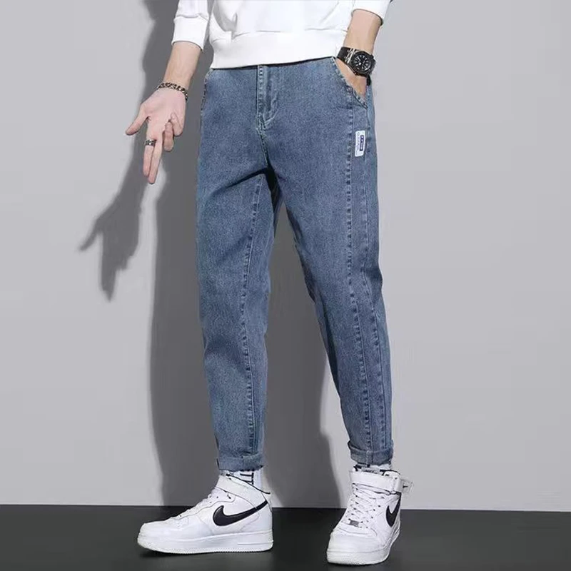Spring Autumn Y2K Korean Vintage Harajuku Jeans Men Male Clothes Loose Casual Trousers Stretch Leggings Trend All Match Pants