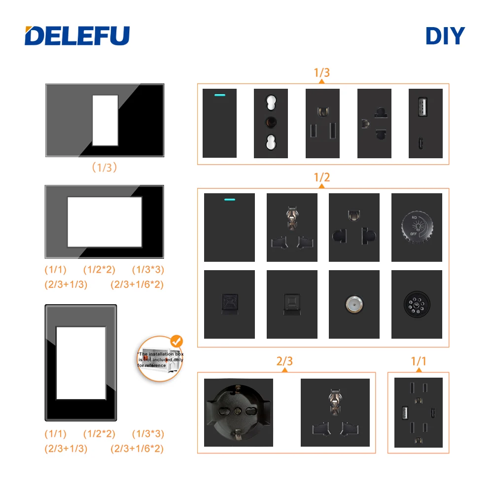 DELEFU مقبس إيطالي لتقوم بها بنفسك السبورة USB نوع...