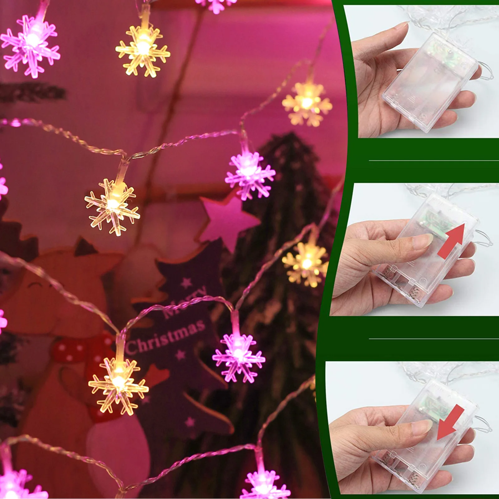 10/20/40LED Schneeflocke Lichterketten Batterie Betrieben Indoor Outdoor Garten Party Girlande Lichterkette Weihnachten Weihnachten Baum Dekor – Detail 8
