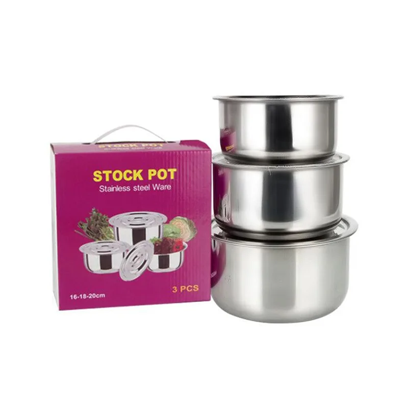 Stainless Steel Soup Stock Pot Set 3pcs/set