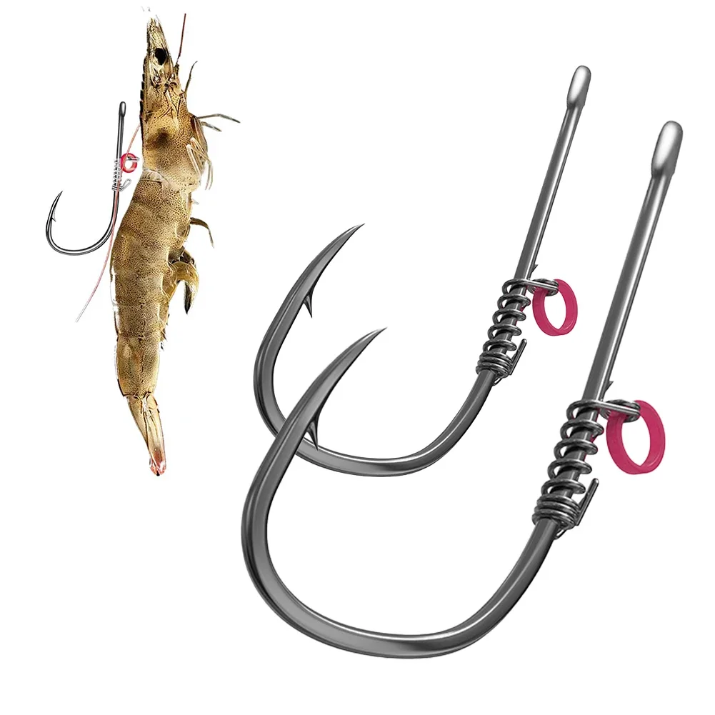 Live Shrimp Fishing Hook Fixed Hooks Portable Barbed Fishhook Carbon Steel Sharp Fishhooks Beach Live Bait Fishing Accessories