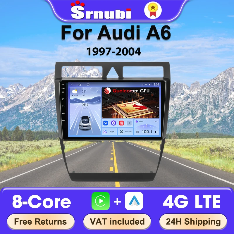 Srnubi Autoradio Stereo Multimedia Video Player für Audi A6 1997–2004 GPS Carplay Android Qualcomm 8 Core 2Din Navigation