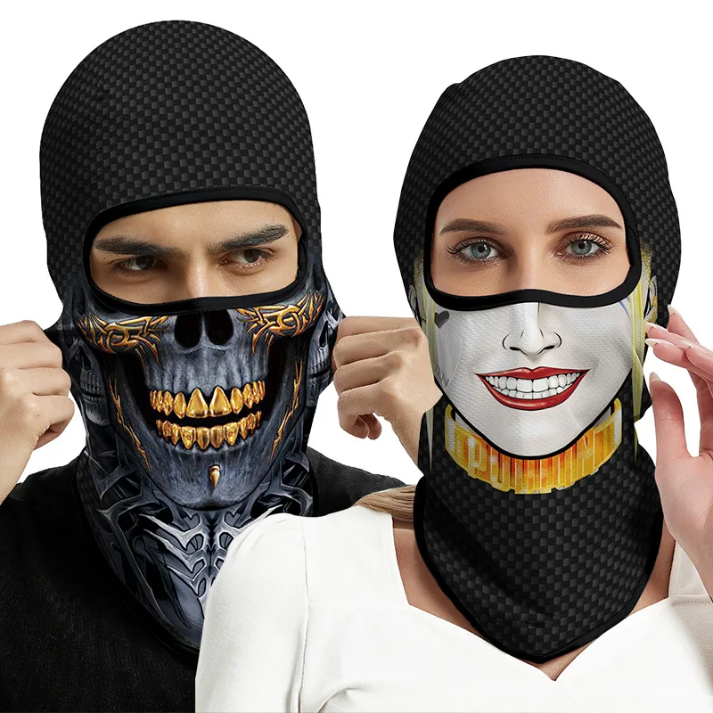 Pasamontañas 3D con calavera para motocicleta, máscara de esquí con Payaso divertido, Bandana multifunción para exteriores, calentador de cuello y cabeza, novedad