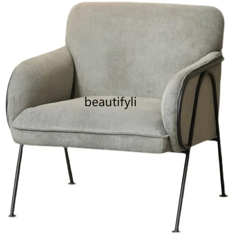 

yj Single-Seat Sofa Chair Balcony Leisure Chair Nordic Light Luxury Corduroy Wingback Chair