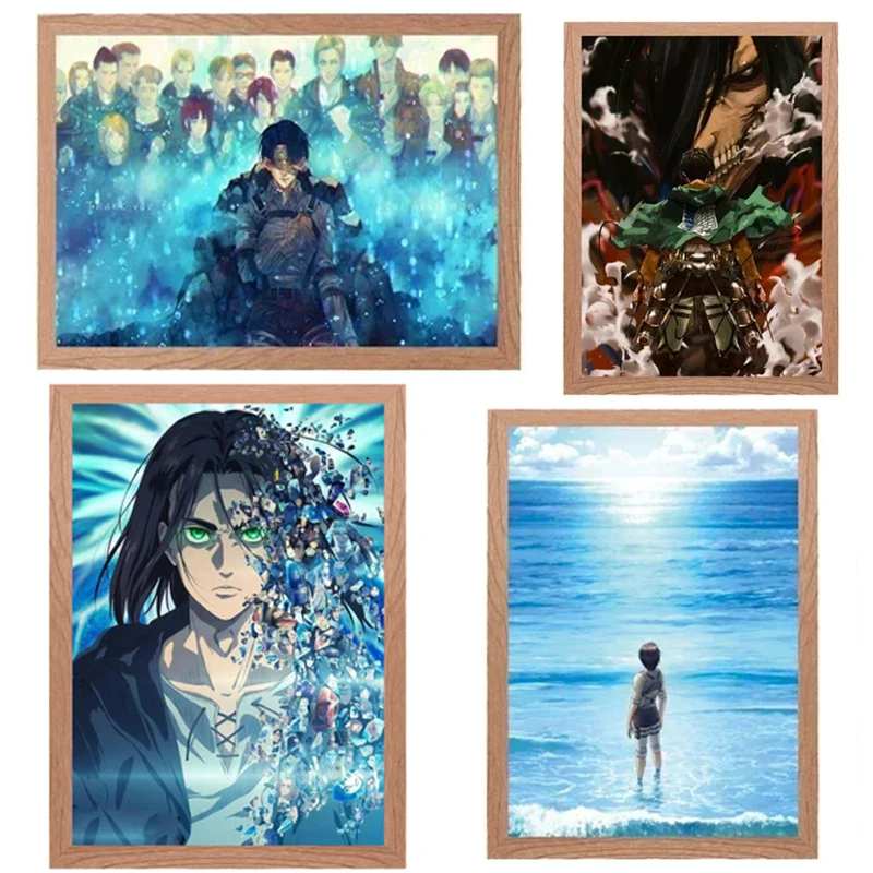 Wall Light Painting Japanese Animation Attack on Titan Photo Frame Ornaments Desktop Night Lamp LED Bedroom Decor Cartoon Gifts led light led wall lamp wall light
